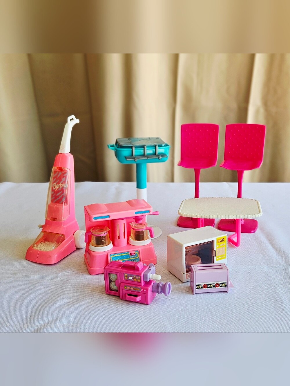 Vintage Barbie Kitchen & Home Accessories Lot – Mini Appliances Pink Retro Set💖
